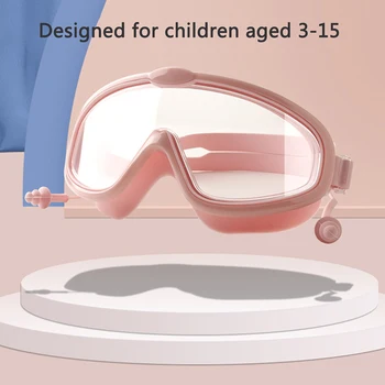 Детски очила за плуване в голяма Рамка, HD Водоустойчив Фарове за Очила за плуване, Тапи за уши като на Слон, басейн за Мъже и Момичета