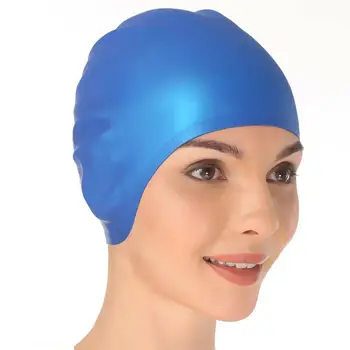 Силикон Водоустойчив Шапки За Плуване Предпазват Ушите Дълга Коса Спортна Шапка За Плуване Шапка За Плуване на Възрастни Мъже Жени Чист Цвят шапка